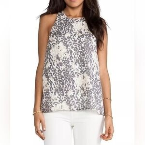 Joie Brighton silk leopard print racerback lined sleeveless top